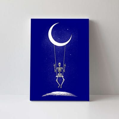 Skeleton Moon Swing Rock On Band Rock And Roll Graphic Gift Canvas