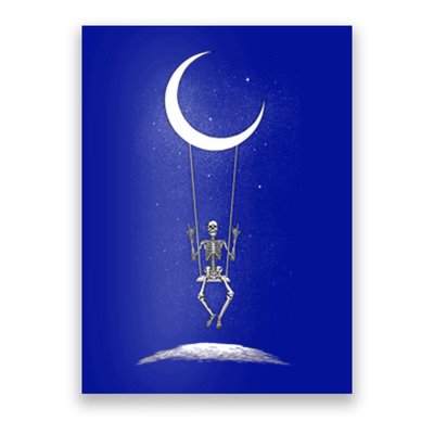 Skeleton Moon Swing Rock On Band Rock And Roll Graphic Gift Poster