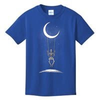 Skeleton Moon Swing Rock On Band Rock And Roll Graphic Gift Kids T-Shirt