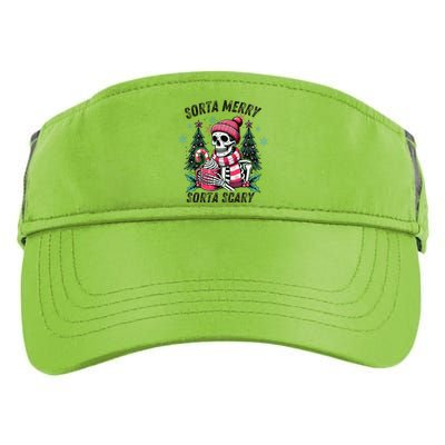 Sorta Merry Sorta Scary Skeleton Xmas Tree Christmas Pajamas Adult Drive Performance Visor