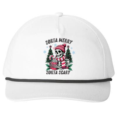 Sorta Merry Sorta Scary Skeleton Xmas Tree Christmas Pajamas Snapback Five-Panel Rope Hat