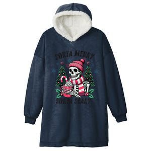 Sorta Merry Sorta Scary Skeleton Xmas Tree Christmas Pajamas Hooded Wearable Blanket