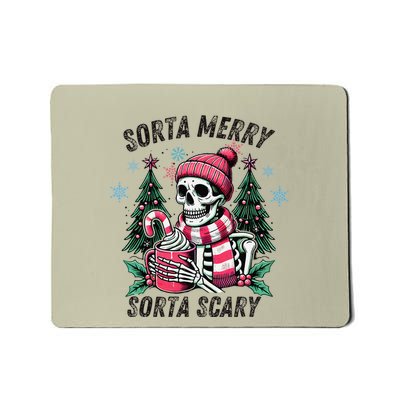 Sorta Merry Sorta Scary Skeleton Xmas Tree Christmas Pajamas Mousepad
