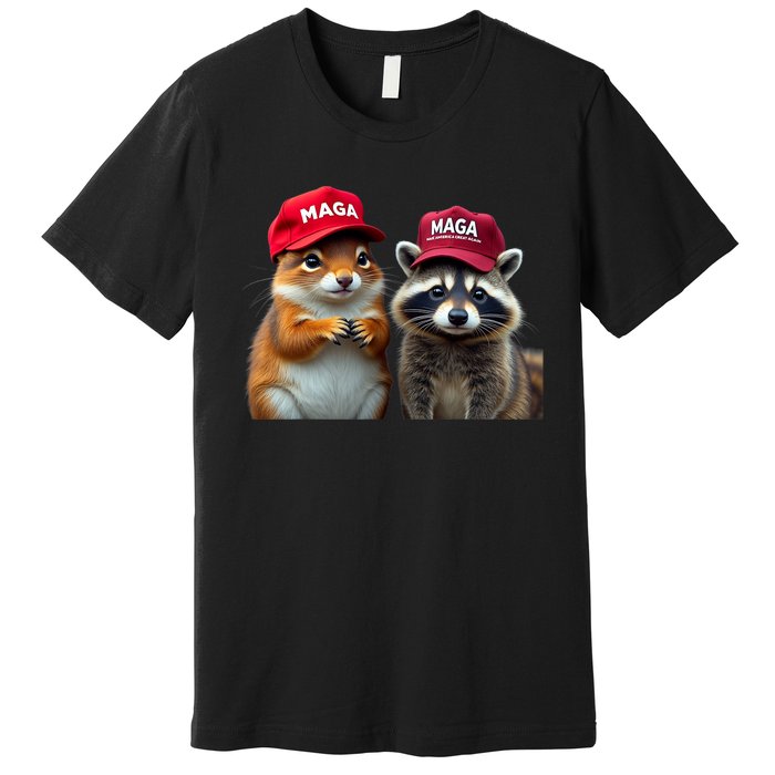 Social Media Star Peanut The Squirrel & Fred The Raccoon Premium T-Shirt