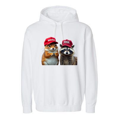 Social Media Star Peanut The Squirrel & Fred The Raccoon Garment-Dyed Fleece Hoodie