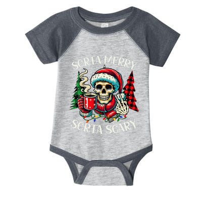 Sorta Merry Sorta Scary Retro Skeleton Hot Cocoa Christmas Infant Baby Jersey Bodysuit