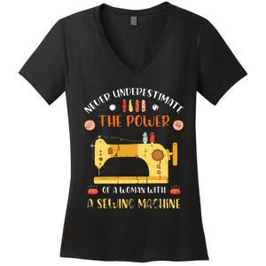 Sewing Machine Seamstress Sewer Women Girl Quilting Sewing Women's V-Neck T-Shirt