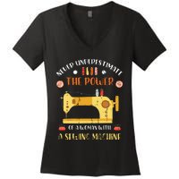 Sewing Machine Seamstress Sewer Women Girl Quilting Sewing Women's V-Neck T-Shirt