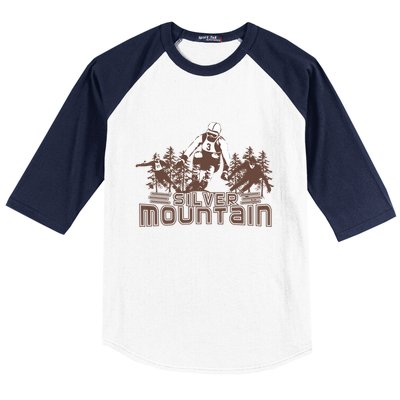 Silver Mountain Skiing Ski Gift Baseball Sleeve Shirt