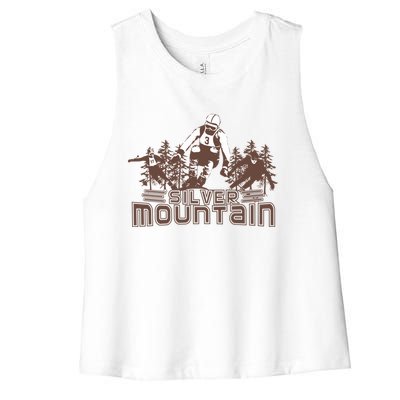 Silver Mountain Skiing Ski Gift Women's Racerback Cropped Tank