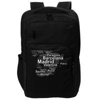 Spain Map Silhouette Towns Cities Madrid Travel Espana Impact Tech Backpack