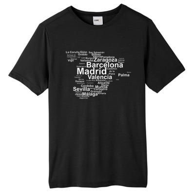 Spain Map Silhouette Towns Cities Madrid Travel Espana Tall Fusion ChromaSoft Performance T-Shirt