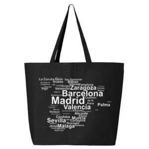 Spain Map Silhouette Towns Cities Madrid Travel Espana 25L Jumbo Tote