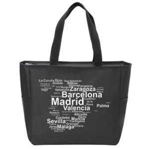 Spain Map Silhouette Towns Cities Madrid Travel Espana Zip Tote Bag