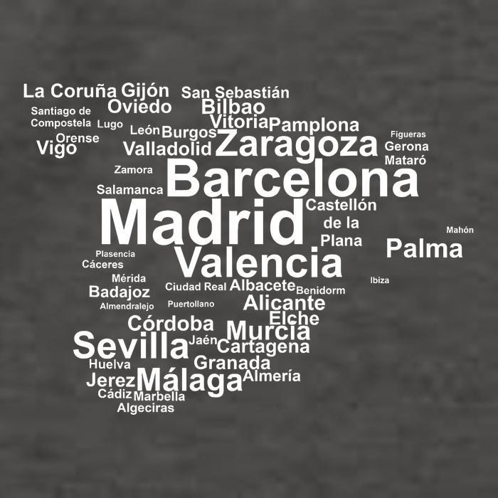 Spain Map Silhouette Towns Cities Madrid Travel Espana Vector Backpack