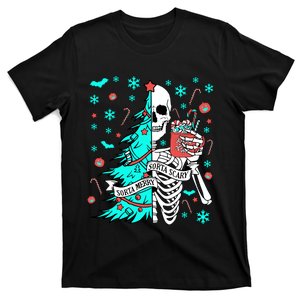 Sorta Merry Sorta Scary Funny Christmas Skeleton Tree Santa Sweatshirt T-Shirt