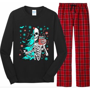 Sorta Merry Sorta Scary Funny Christmas Skeleton Tree Santa Sweatshirt Long Sleeve Pajama Set