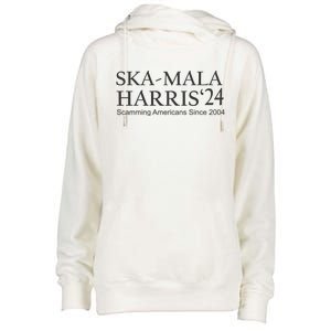 Ska Mala Skamala Kamala Harris 2024 Scamming Americans Since Womens Funnel Neck Pullover Hood