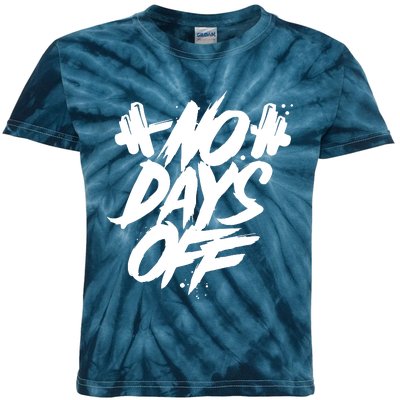 Sport Motif Saying No Days Off Weight Training Gym Kids Tie-Dye T-Shirt