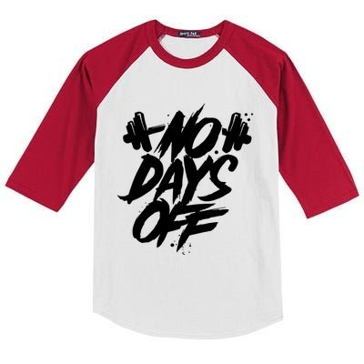 Sport Motif Saying No Days Off Weight Training Gym Kids Colorblock Raglan Jersey