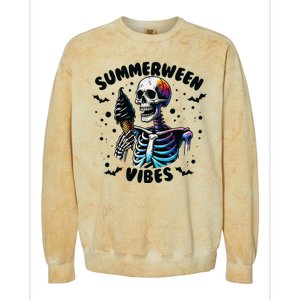 Summerween Magic Skeleton Enjoying Ice Cream Delight Colorblast Crewneck Sweatshirt