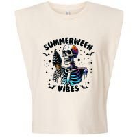 Summerween Magic Skeleton Enjoying Ice Cream Delight Garment-Dyed Women's Muscle Tee