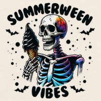 Summerween Magic Skeleton Enjoying Ice Cream Delight Garment-Dyed Women's Muscle Tee