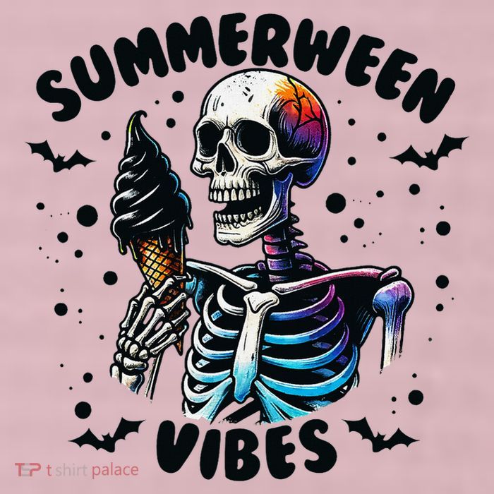 Summerween Magic Skeleton Enjoying Ice Cream Delight 25L Jumbo Tote