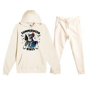 Summerween Magic Skeleton Enjoying Ice Cream Delight Premium Hooded Sweatsuit Set