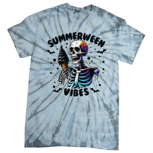 Summerween Magic Skeleton Enjoying Ice Cream Delight Tie-Dye T-Shirt