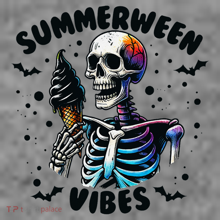Summerween Magic Skeleton Enjoying Ice Cream Delight Hooded Wearable Blanket