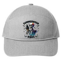 Summerween Magic Skeleton Enjoying Ice Cream Delight 7-Panel Snapback Hat