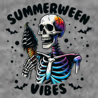 Summerween Magic Skeleton Enjoying Ice Cream Delight 7-Panel Snapback Hat