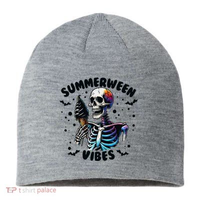 Summerween Magic Skeleton Enjoying Ice Cream Delight Sustainable Beanie