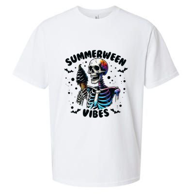 Summerween Magic Skeleton Enjoying Ice Cream Delight Sueded Cloud Jersey T-Shirt