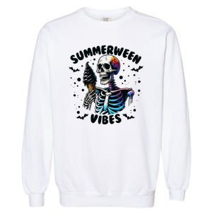 Summerween Magic Skeleton Enjoying Ice Cream Delight Garment-Dyed Sweatshirt