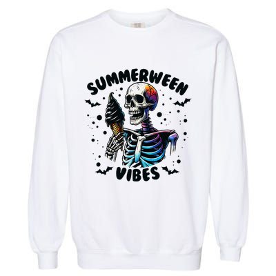 Summerween Magic Skeleton Enjoying Ice Cream Delight Garment-Dyed Sweatshirt