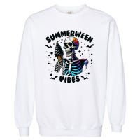 Summerween Magic Skeleton Enjoying Ice Cream Delight Garment-Dyed Sweatshirt