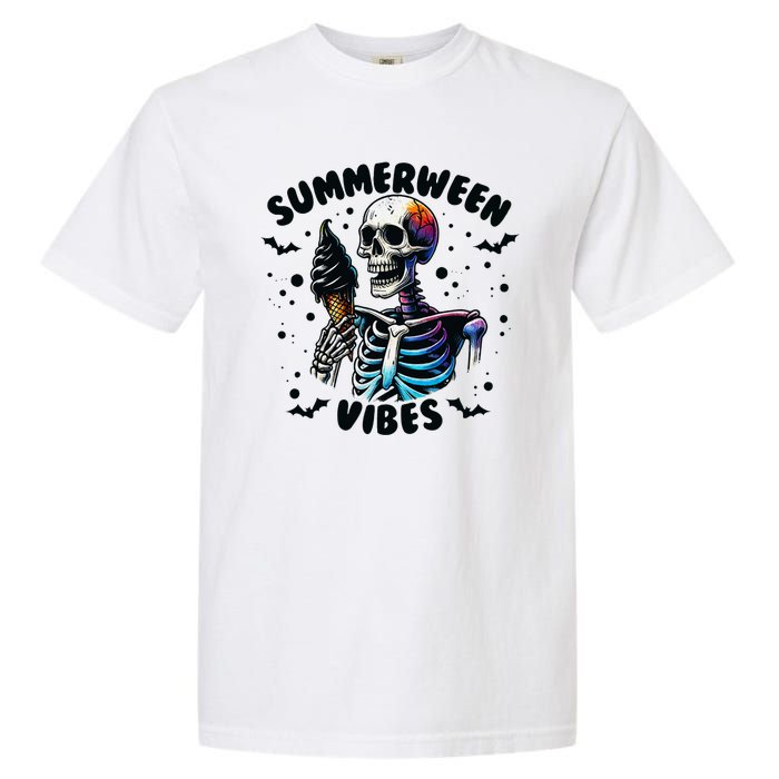 Summerween Magic Skeleton Enjoying Ice Cream Delight Garment-Dyed Heavyweight T-Shirt