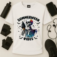 Summerween Magic Skeleton Enjoying Ice Cream Delight Performance Shirt