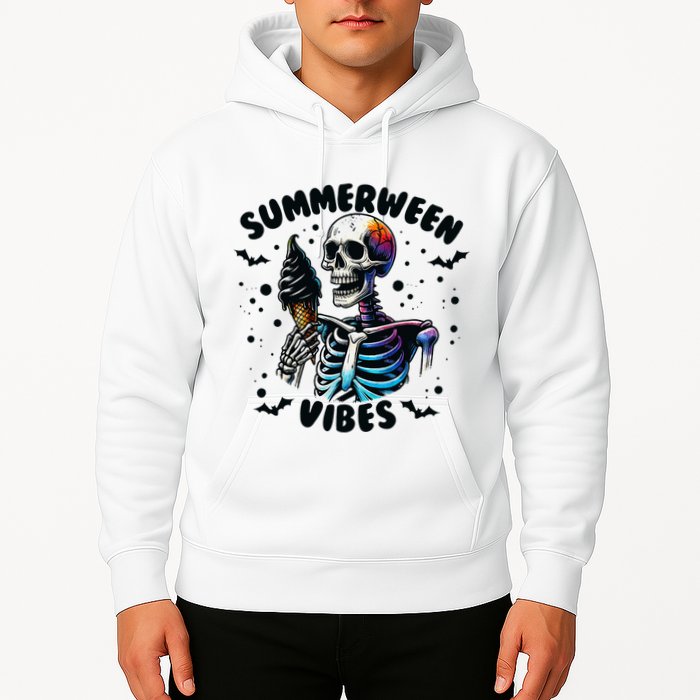 Summerween Magic Skeleton Enjoying Ice Cream Delight Hoodie