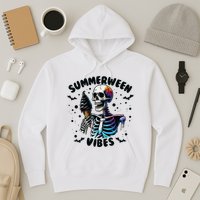 Summerween Magic Skeleton Enjoying Ice Cream Delight Hoodie