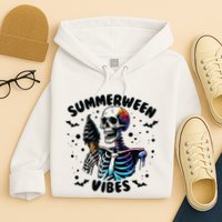Summerween Magic Skeleton Enjoying Ice Cream Delight Hoodie