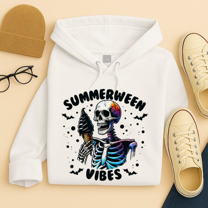 Summerween Magic Skeleton Enjoying Ice Cream Delight Hoodie