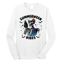 Summerween Magic Skeleton Enjoying Ice Cream Delight Long Sleeve Shirt