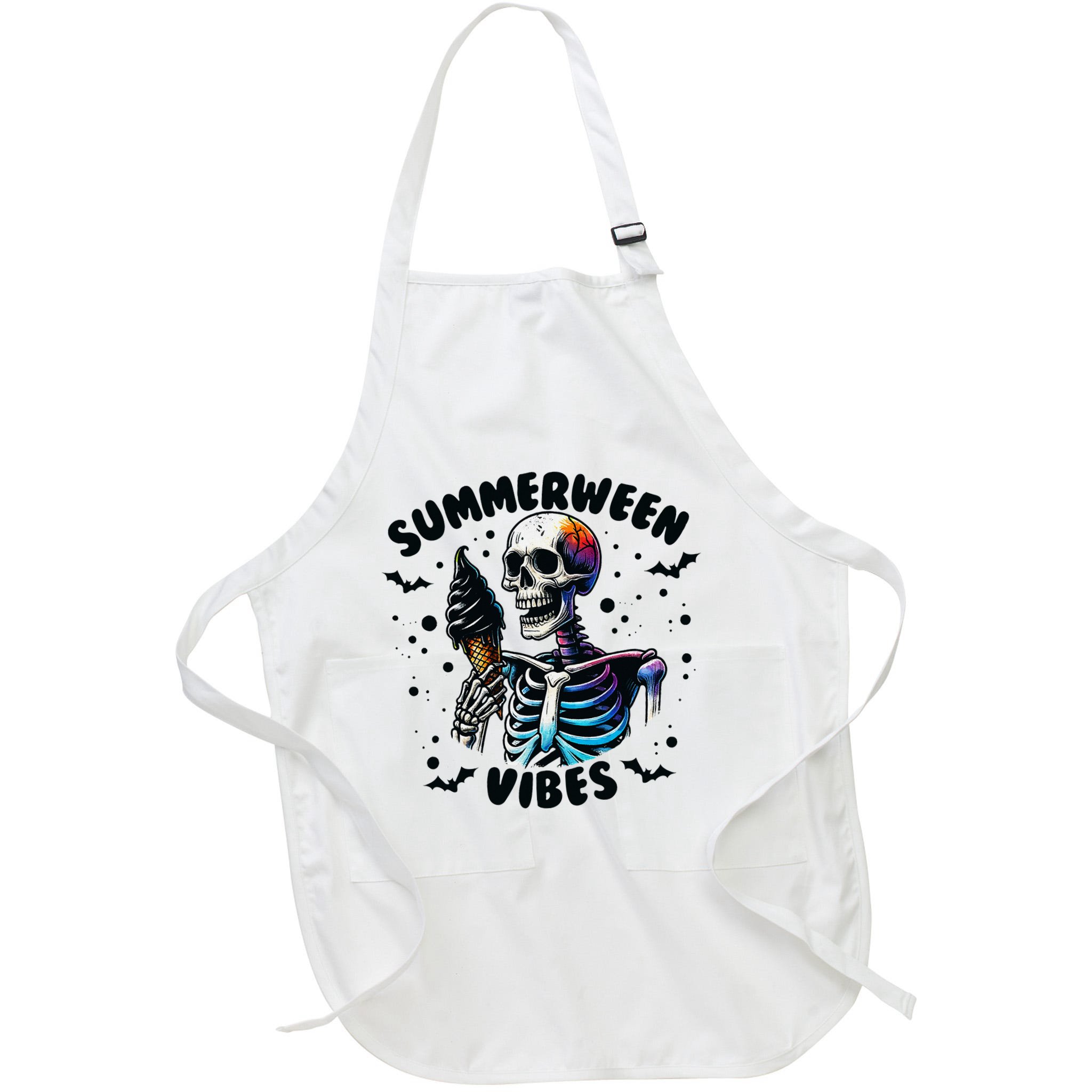 Summerween Magic Skeleton Enjoying Ice Cream Delight Apron