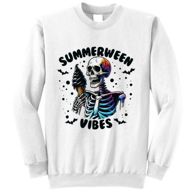 Summerween Magic Skeleton Enjoying Ice Cream Delight Sweatshirt