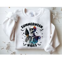 Summerween Magic Skeleton Enjoying Ice Cream Delight Sweatshirt