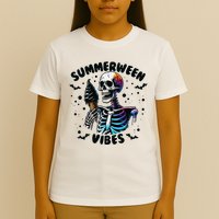 Summerween Magic Skeleton Enjoying Ice Cream Delight T-Shirt