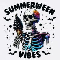 Summerween Magic Skeleton Enjoying Ice Cream Delight Bucket Hat
